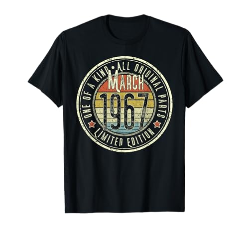58 Cumpleaños Vintage Marzo 1967 Retro Edición Limitada Camiseta