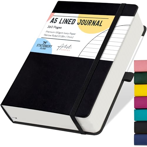 Stationery Island Cuaderno Rayado A5, Cuaderno Grueso de 360 Páginas, Diario de Rayas con Tapa Dura...