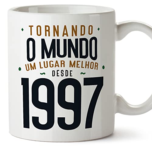 MUGFFINS Tazas 1997 Cumpleaños - En Portugués - Tornando o Mundo um Lugar Melhor - 11 oz / 330 ml...