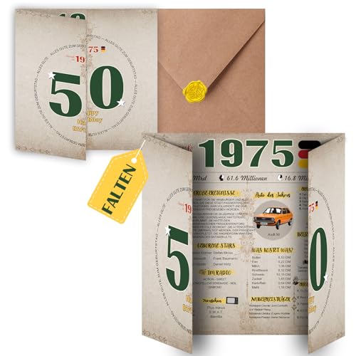 Sugeru Tarjeta de cumpleaños especial de 50 años con sobre | Regalo para la generación de 1975 |...