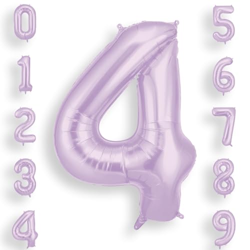 AOOSU Globo Número 4, Morado Cremoso Cumpleaños Numbers Globo 101 cm Grande Foil Globos 40 Inch...