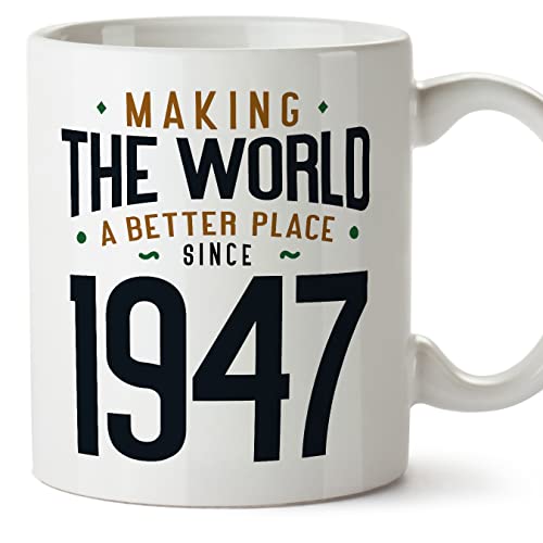 MUGFFINS Tazas 1947 Cumpleaños - En Inglés - Making the World a Better Place - 11 oz / 330 ml -...