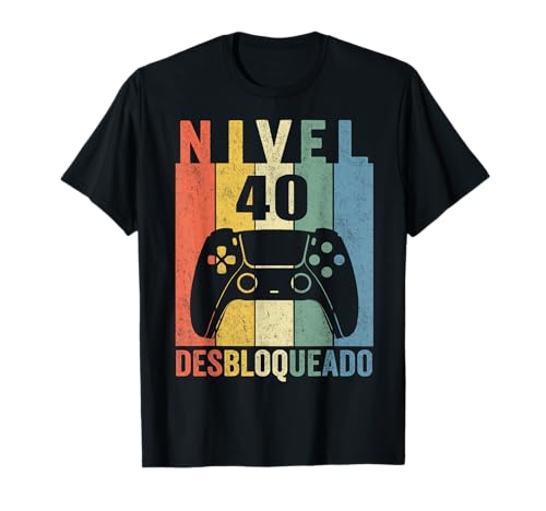 Nivel 40 Desbloqueado Gamer 40 años 1984 Divertido Hombre Camiseta
