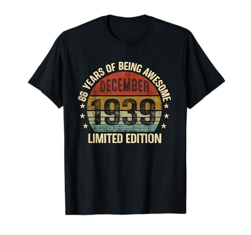 Cumpleaños de diciembre EST 1939 Edición Limitada Vintage 86th Camiseta
