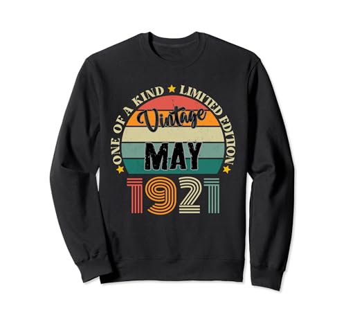 103 Años Vintage Mayo 1921 Cumpleaños 103 Retro Sudadera