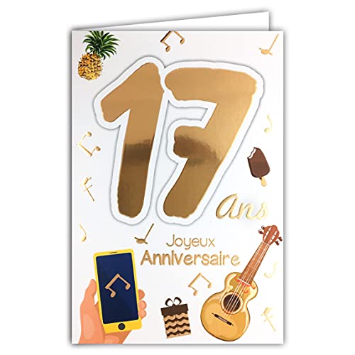 69-2017 - Tarjeta feliz cumpleaños de 17 años para niño o niña joven hombre y mujer –...