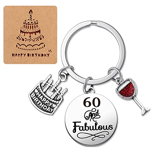 SwirlColor 60 Cumpleaños Llavero Regalo, 60 Años Hombre Regalos Para Mujer Hombre, con Tarjeta de...