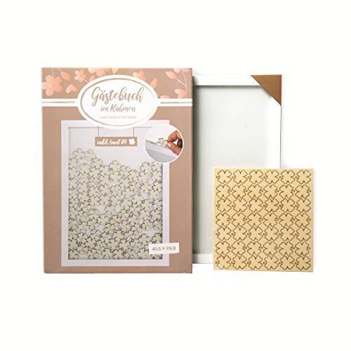 Libro de visitas con trébol, marco de fotos con 84 tréboles de madera, para bodas, cumpleaños