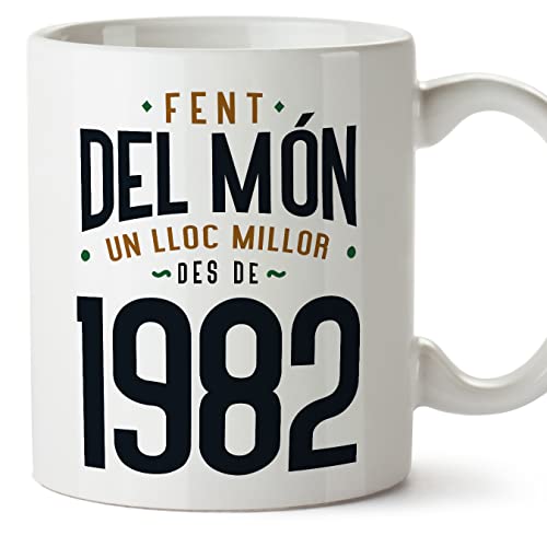 MUGFFINS Tazas 1982 Cumpleaños - En Catalán - Fent del Món un Lloc Millor - 11 oz / 330 ml -...