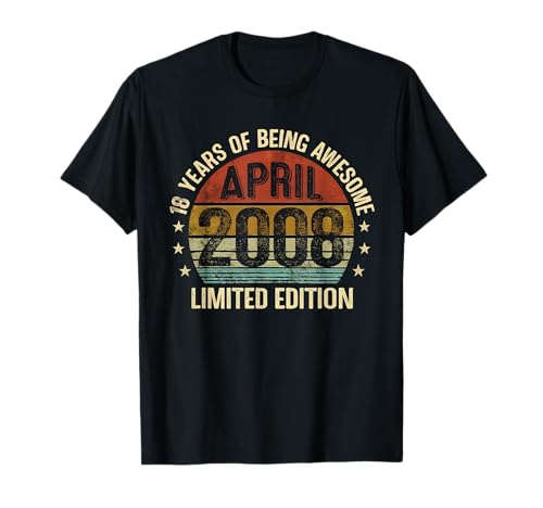 (En la Parte Trasera) Abril Cumpleaños 2008 Edición Limitada Vintage 18th Camiseta