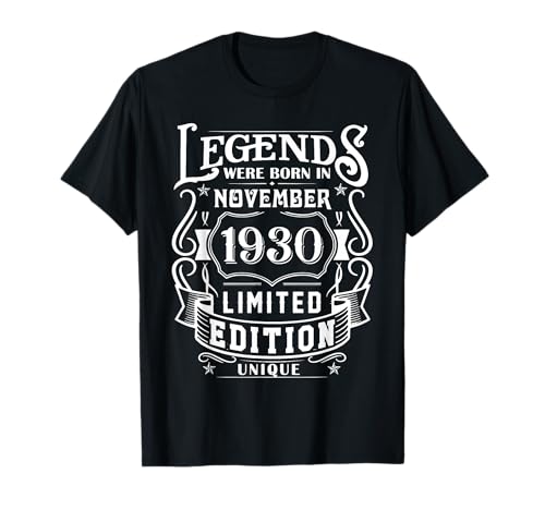 Cumpleaños Noviembre 1930 Edición Limitada Regalo Vintage Camiseta