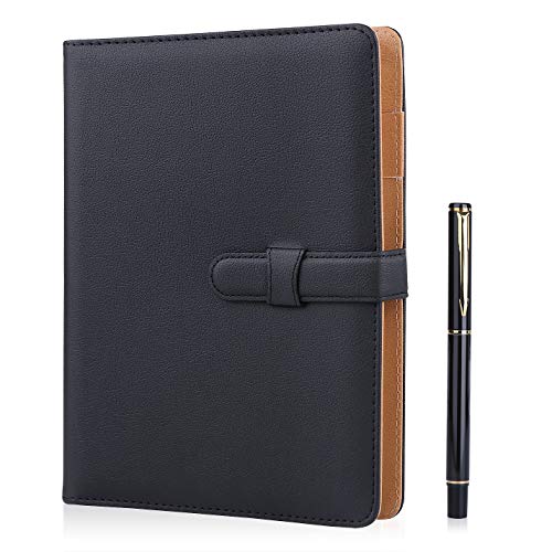 Minlna Cuaderno de piel tamaño A5, cuaderno/libreta de hojas sueltas recambiables, 200 páginas...