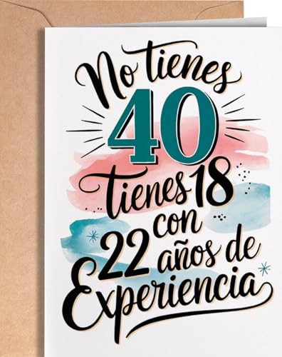 Tarjeta de 40 Cumpleaños - Tarjeta de Felicitación Graciosa para alguien que cumple 40 años -...