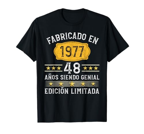 48 años Cumpleaños Hombre Mujer Fabricado En 1977 Camiseta
