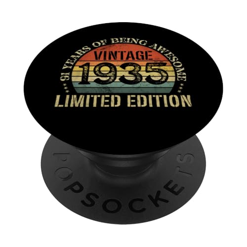 Vintage 1935 Edición Limitada 91 Cumpleaños 91 Años PopSockets PopGrip Adhesivo