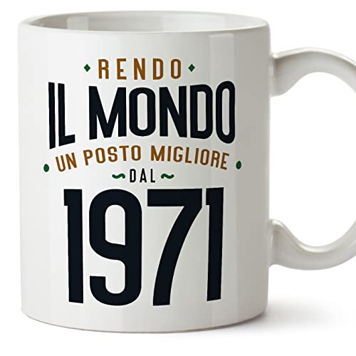 MUGFFINS Tazas 1971 Cumpleaños - En Italiano - Rendo il Mondo un Posto Migliore - 11 oz / 330 ml -...