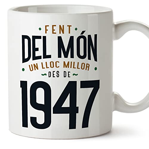 MUGFFINS Tazas 1947 Cumpleaños - En Catalán - Fent del Món un Lloc Millor - 11 oz / 330 ml -...
