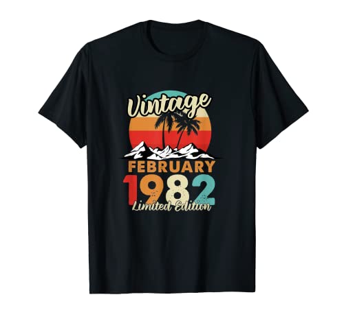 40 Años Fiesta de 40 Bday Vintage Febrero 1982 Cumpleaños Camiseta