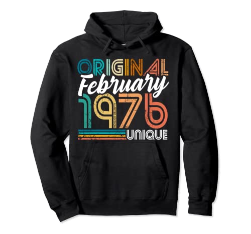 Original Febrero 1976 Cumpleaños Vintage Retro Sudadera con Capucha