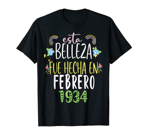 Hecha En febrero 1934 Mujer Regalo 88 años Cumpleaños Camiseta