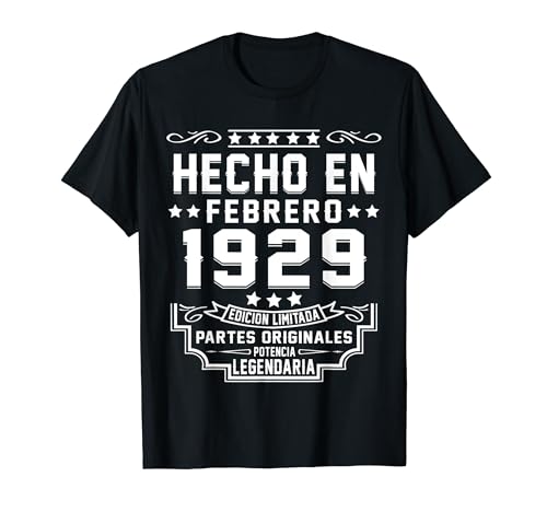 Hecho En Febrero 1929 Partes Originales Cumpleaños 95 Años Camiseta