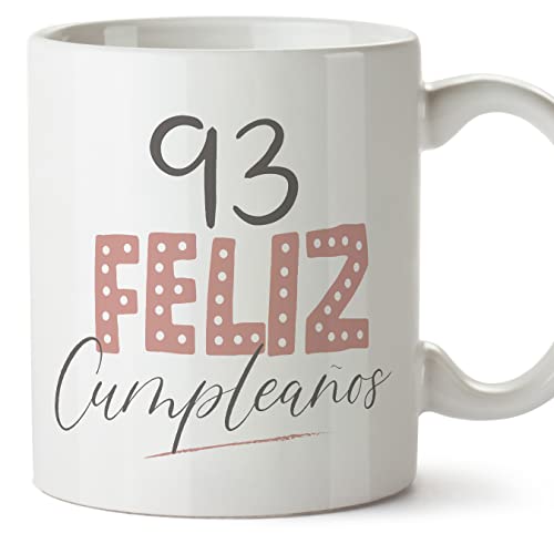 MUGFFINS Tazas 93 Cumpleaños - En Español - ¡Feliz Cumpleaños! Rosa - 11 oz / 330 ml - Regalo...