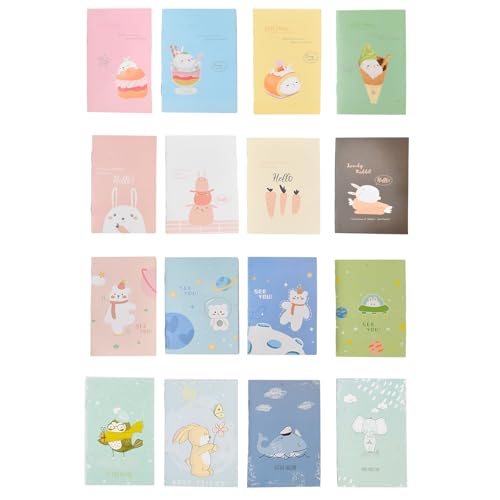 Daelesr 16 Piezas Cuaderno Pequeño, Blocs de Notas de Bolsillo, Mini Cuadernos de Dibujos Animados,...