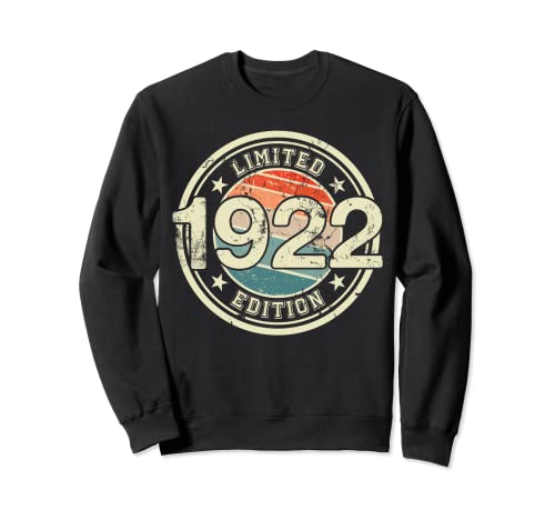 Retro Vintage 1922 Edición Limitada 101 Años 101 Cumpleaños Sudadera