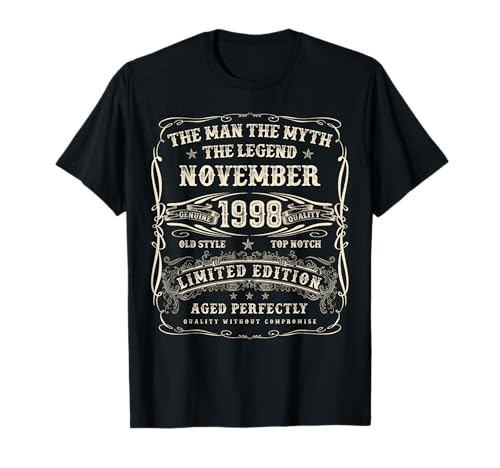 Noviembre de 1998 Regalos de cumpleaños número 27 para Hombres de 27 años Camiseta
