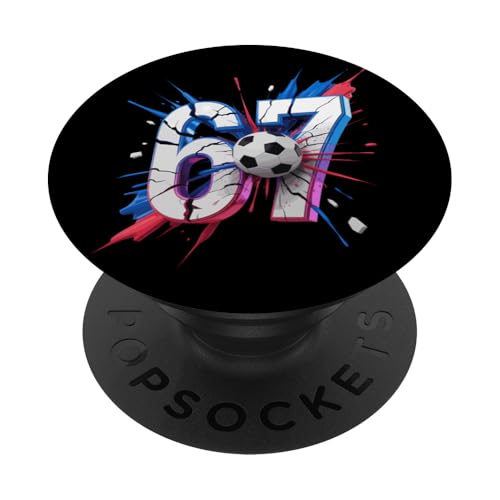 67 Fútbol Smash Número Sesenta Y Siete Cumpleaños PopSockets PopGrip Adhesivo