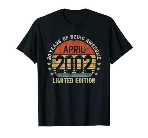 20 Años Cumpleaños Abril Regalo Divertido 2002 Mujer Hombre Camiseta