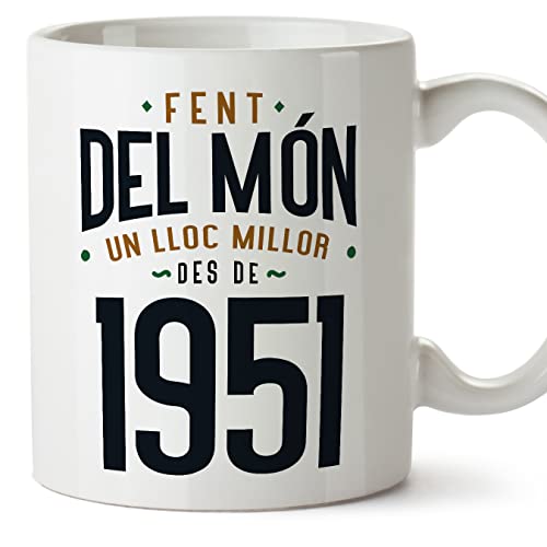 MUGFFINS Tazas 1951 Cumpleaños - En Catalán - Fent del Món un Lloc Millor - 11 oz / 330 ml -...