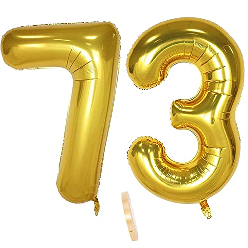 2 globos numeros 73 años, Number globo número 73 Dorado para Hombres Mujeres niños,40' Figuras...