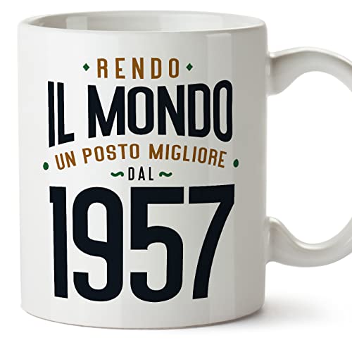 MUGFFINS Tazas 1957 Cumpleaños - En Italiano - Rendo il Mondo un Posto Migliore - 11 oz / 330 ml -...