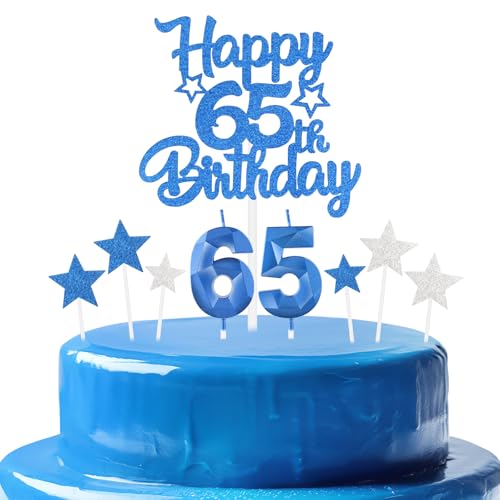 mciskin Juego de velas de cumpleaños número 65, decoración de cumpleaños 65 años para...