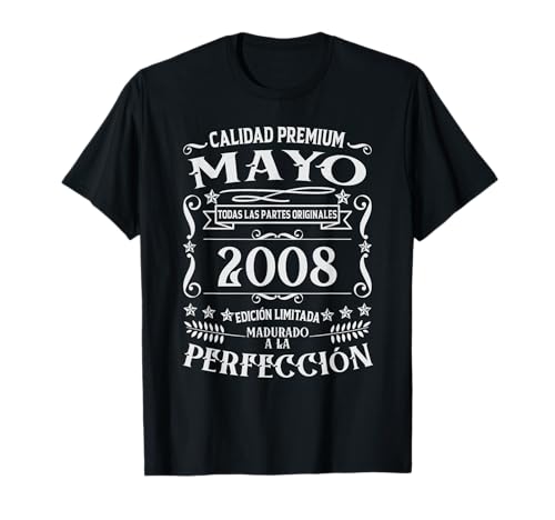 18 cumpleaños Nacido en Mayo de 2008 Vintage 18 años Camiseta