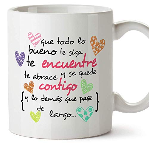 MUGFFINS Taza Original -Que Todo lo Bueno te SIGA te encuentre y te abrace - 350 ml - Tazas con...