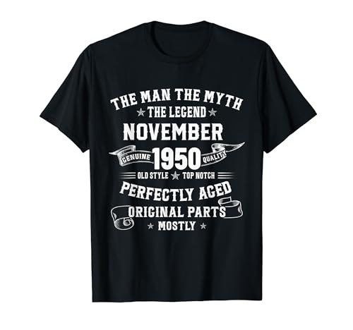 Regalos de cumpleaños número 73 para hombres, leyenda mítica de noviembre de 1950 Camiseta