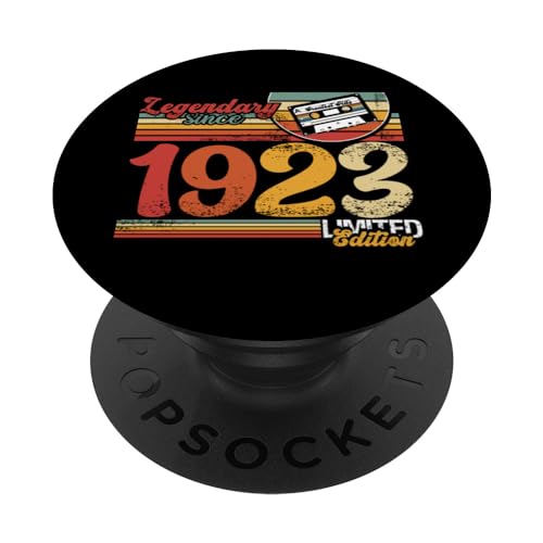 Vintage 1923 Legendario desde 1923 Casete de cumpleaños PopSockets PopGrip Intercambiable