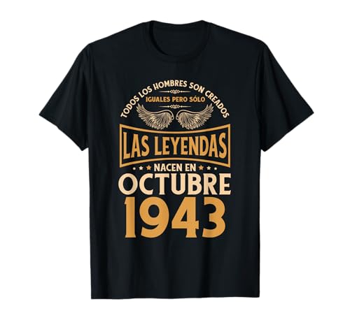 Cumpleaños Hombre Regalos Las Leyendas Octubre 1943 Camiseta