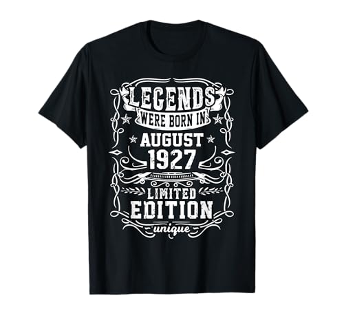 Cumpleaños Agosto 1927 Edición Limitada Regalo Legend Camiseta