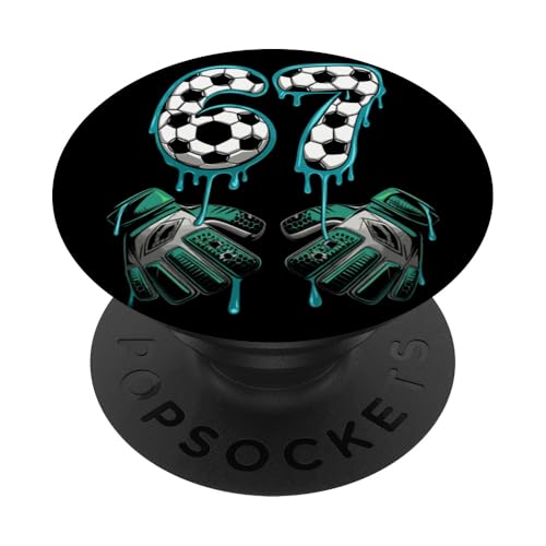 Portero 67 Guantes Salpicadura Número Cumpleaños Fútbol PopSockets PopGrip Adhesivo