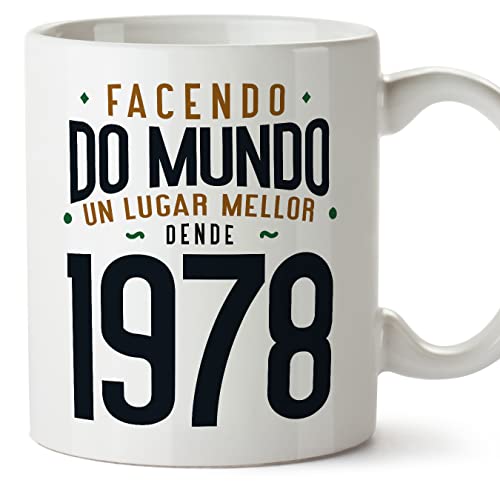 MUGFFINS Tazas 1978 Cumpleaños - En Gallego - Facendo do Mundo un Lugar Mellor - 11 oz / 330 ml -...