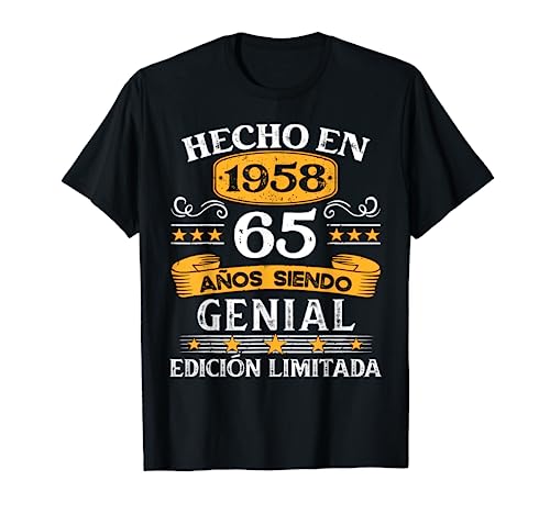 65 Años Cumpleaños Regalo Hombre Hecho En 1958 Hecho En 1958 Camiseta