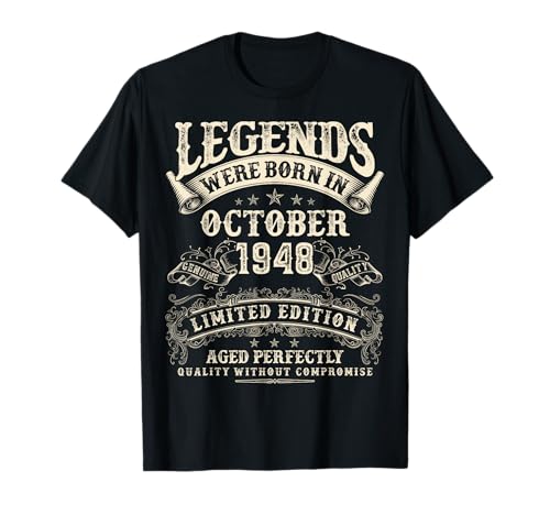 Regalos Retro de 77 cumpleaños para Hombres de 77 años, Octubre de 1948 Camiseta