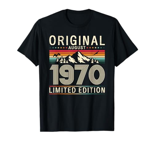 55 cumpleaños hombre mujer regalo agosto 1970 Camiseta