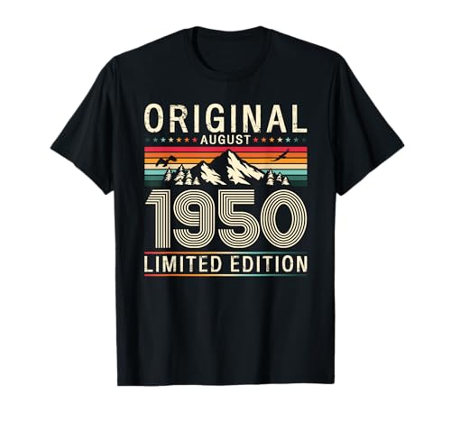 75 cumpleaños hombre mujer regalo agosto 1950 Camiseta