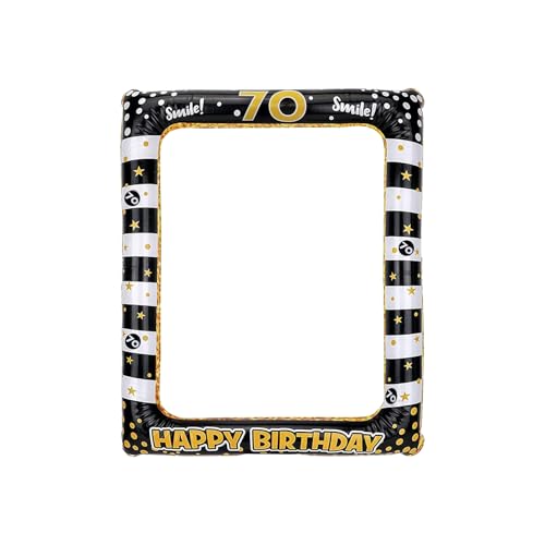 Andiker Marco de fotos inflable, oro negro, Happy Birthday Photo Booth, accesorios para mujeres y...