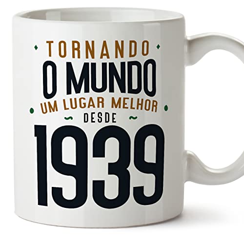 MUGFFINS Tazas 1939 Cumpleaños - En Portugués - Tornando o Mundo um Lugar Melhor - 11 oz / 330 ml...