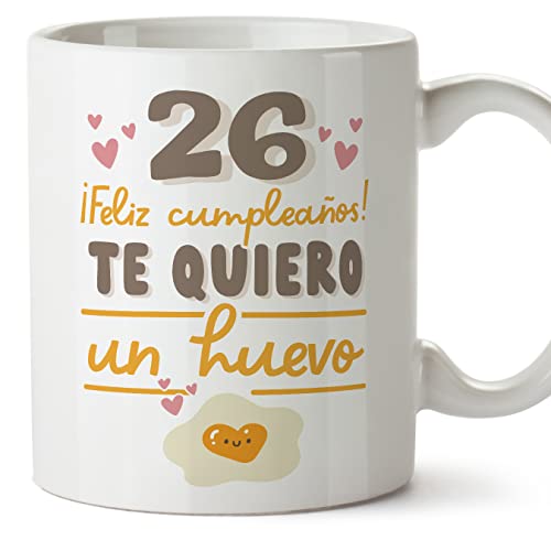 MUGFFINS Tazas 26 Cumpleaños - En Español - Te quiero un Huevo Regalo Amigos Novios Familiares -...